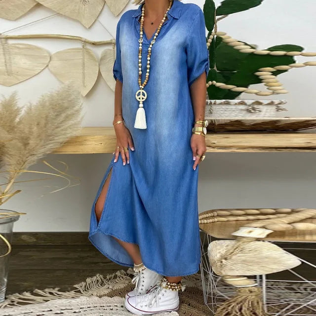 LEA™ | Langes Kleid im Jeansstil