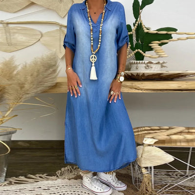 LEA™ | Langes Kleid im Jeansstil