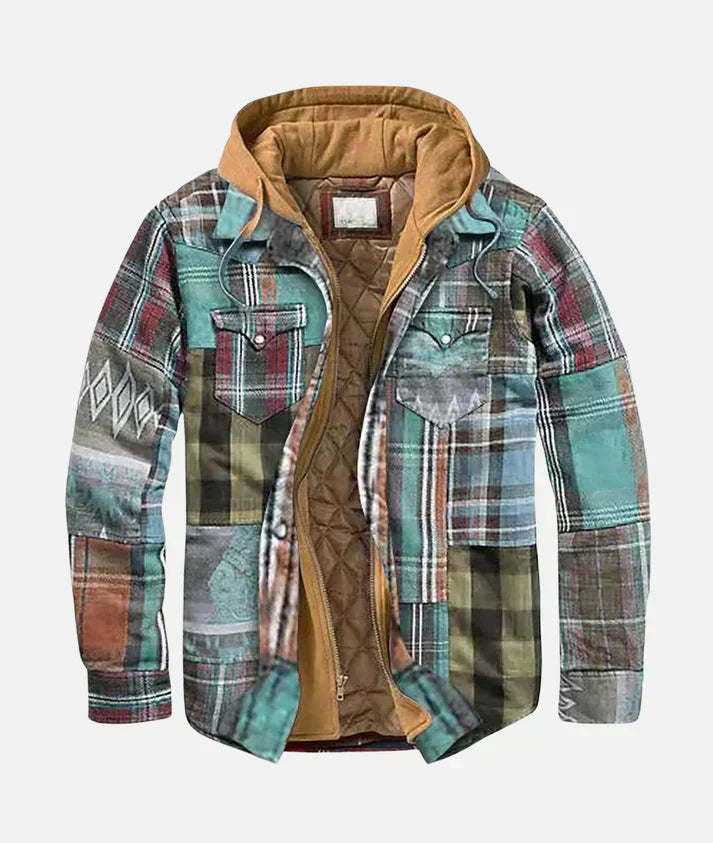 Les Hommes™ | Patchwork-Jacke mit Karomuster