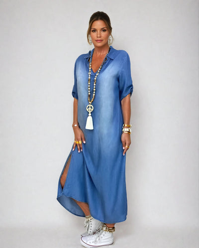 LEA™ | Langes Kleid im Jeansstil
