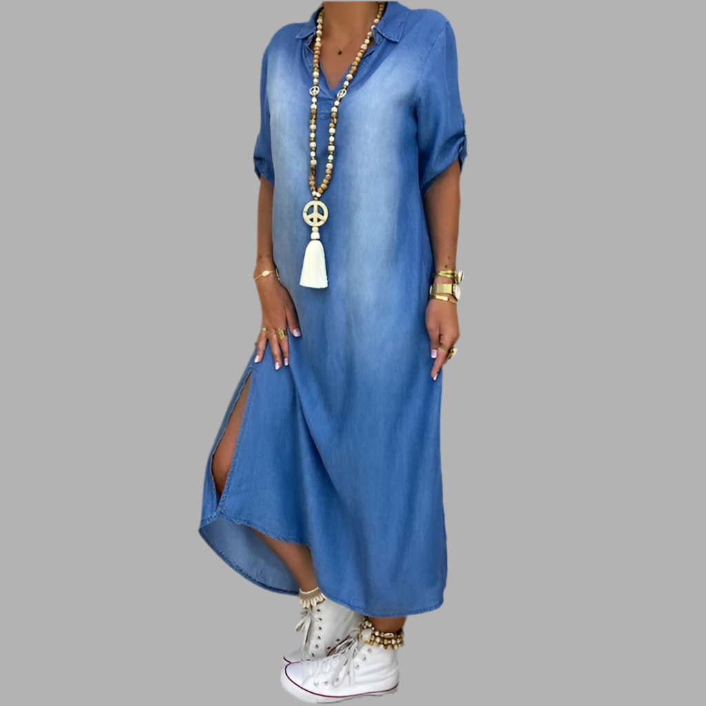 LEA™ | Langes Kleid im Jeansstil